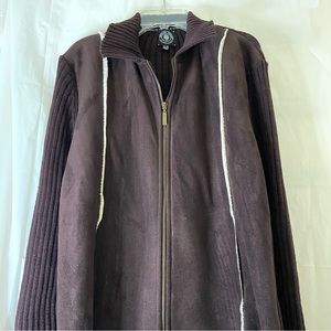 Retro Carolyn Taylor by design brown Sherpa lined sweater jacket  SZ. XL